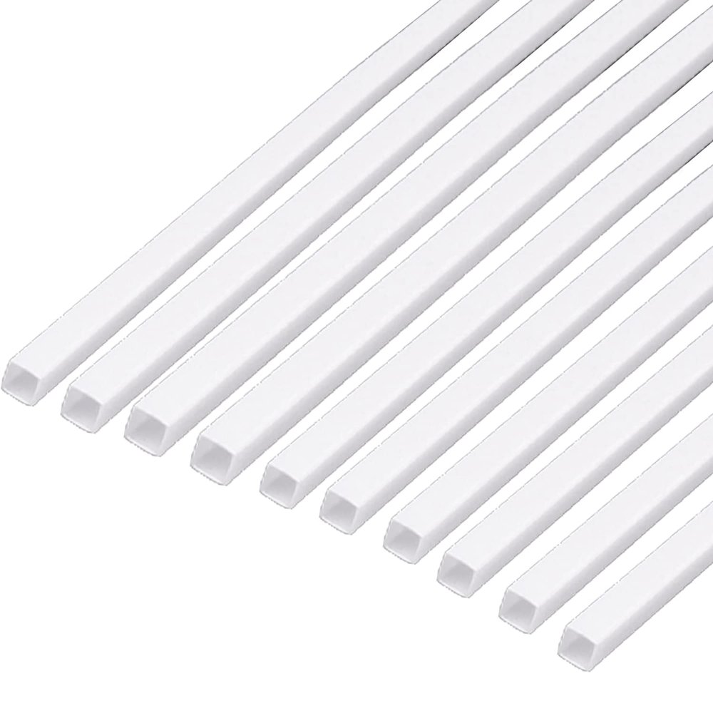 10 ABS Square Tubes, 500 mm Long, 2–10 mm Side Lengths