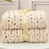Wttfc Chenille Chunky Knit Blanket, Handmade, Beige, 60 x 60 cm view 1