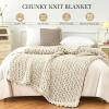 Wttfc Chenille Chunky Knit Blanket, Handmade, Beige, 60 x 60 cm view 2