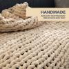 Wttfc Chenille Chunky Knit Blanket, Handmade, Beige, 60 x 60 cm view 4