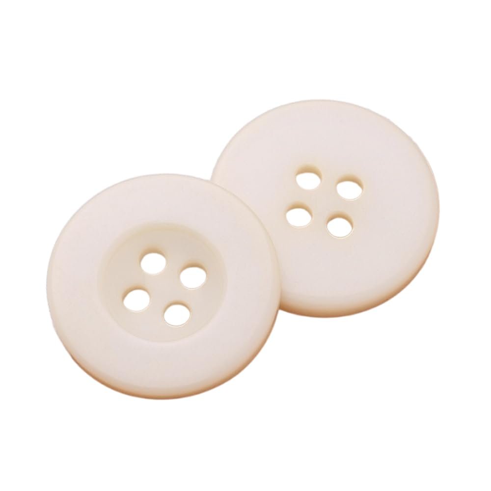 30 Round Resin Buttons, 4-Hole, Beige, 18 mm