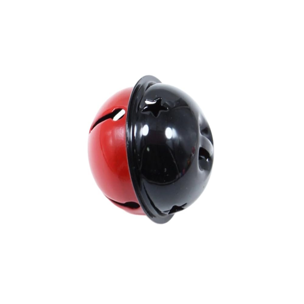 10 Two-Tone Metal Bells for Crafts, Star Christmas Bells, 40 x 33 mm, Black and Red