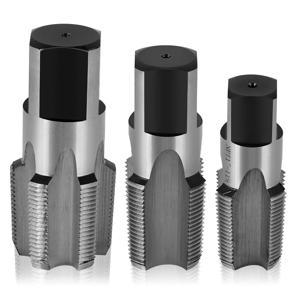 Consfly NPT Pipe Tap Set, 2.5 cm, 3.8 cm and 3.8 cm, 3-Piece Carbon Steel