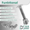 DSM M12 x 60 mm Carriage Bolts with Wing Nuts, DIN 603, A2 Stainless Steel, Set of 25 view 3