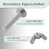 DSM M12 x 60 mm Carriage Bolts with Wing Nuts, DIN 603, A2 Stainless Steel, Set of 25 view 4