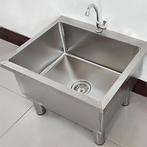 Commercial Floor Mop Sink, Freestanding Stainless Steel, 60 x 50 cm