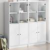 BOWEKAM Home & Garden Bookcase with Doors, White, 136 x 37 x 142 cm, Wooden Furniture view 1