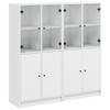 BOWEKAM Home & Garden Bookcase with Doors, White, 136 x 37 x 142 cm, Wooden Furniture view 2