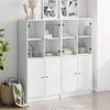 BOWEKAM Home & Garden Bookcase with Doors, White, 136 x 37 x 142 cm, Wooden Furniture view 3