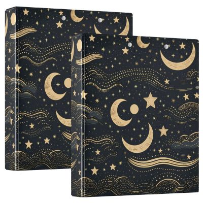 2-Pack 3-Ring Binders, Indian Moon and Stars, 200 Sheets, 1.5-Inch Round Rings