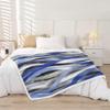 Homewish Geometric Stripes Throw Blanket 90 x 90 in, Black, Gray and Navy Blue view 2