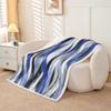 Homewish Geometric Stripes Throw Blanket 90 x 90 in, Black, Gray and Navy Blue view 3