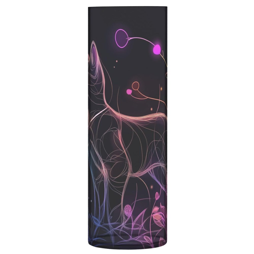 Aesthetic American Shorthair Cat Plastic Cylinder Vase, 11.8 x 3.9 Inches