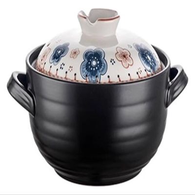 Japanese-Style Floral Lidded Casserole Pot, Black C, 31.5 × 24.5 × 14.5 cm
