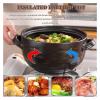Japanese-Style Floral Lidded Casserole Pot, Black C, 31.5 × 24.5 × 14.5 cm view 3