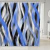 Geometric Stripe Shower Curtain, 180W x 210L cm, Gray Black Blue view 1