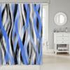 Geometric Stripe Shower Curtain, 180W x 210L cm, Gray Black Blue view 2