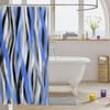 Geometric Stripe Shower Curtain, 180W x 210L cm, Gray Black Blue view 3