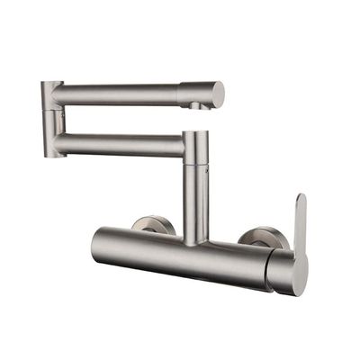 304 Stainless Steel Wall-Mount Pot Filler Faucet, Brushed Nickel