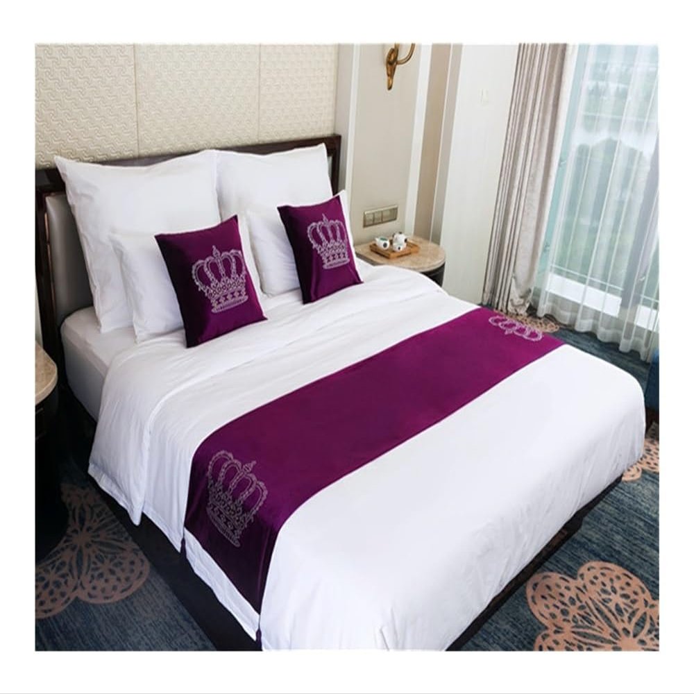 Luxurious European-Style Hotel Bed Runner, Elegant Bed Decor, Table Runner, Pillow Cover, Simple Bed Flag, Home and Wedding Decor (Qianzise, 45 x 180 cm, 1 Piece)