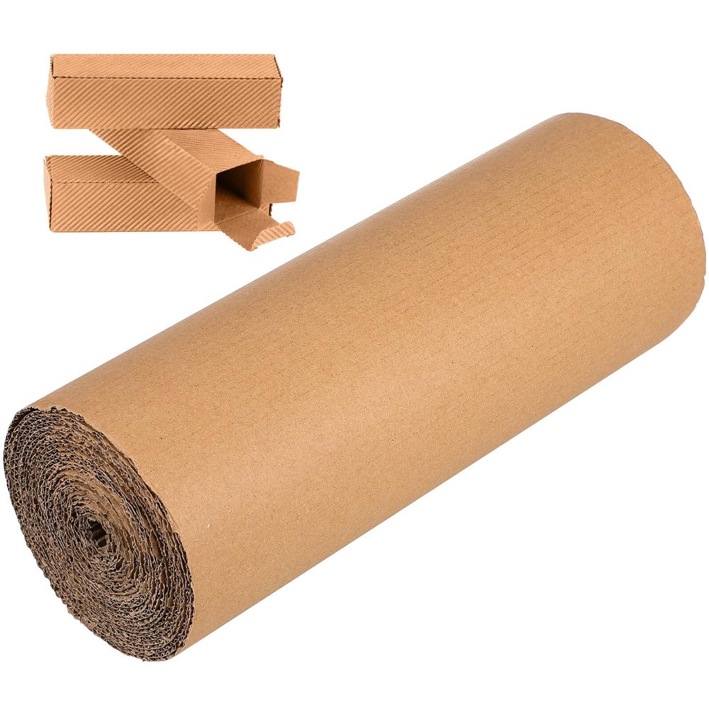 Beige Corrugated Cardboard Roll, 12 x 197 Inches