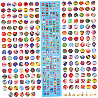 200-Piece National Flag Epoxy Steel Push Pin Set