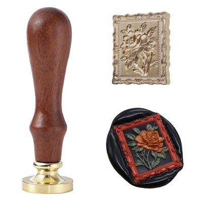 Ychostamp Peony Wax Seal Stamp, Botanical Flower Stamp, Removable Stamp for Cards, Envelopes, Invitations and Gift Packaging (Paeonia Stamp B)
