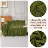 Chenille Sofa Cover with Herringbone Pattern, L-Shaped, Non-Slip, Machine Washable, Tassel Trim for 2–3-Seat Couch, Dark Green, 180 x 300 cm view 3