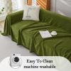 Chenille Sofa Cover with Herringbone Pattern, L-Shaped, Non-Slip, Machine Washable, Tassel Trim for 2–3-Seat Couch, Dark Green, 180 x 300 cm view 4