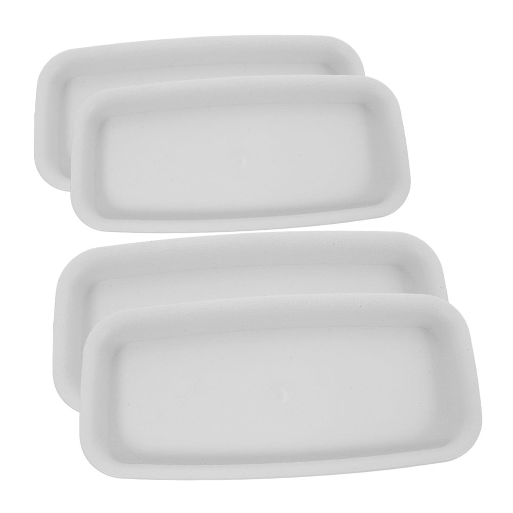 Happyyami Rectangular Plant Saucers, 4-Pack, PP, White