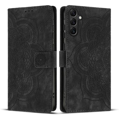 Samsung Galaxy A15 Flip Wallet Case, Mandala Pattern PU Leather Cover with Card Slots, Stand, Magnetic Closure, Black