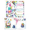 Junaversum 12 Invitations for a 6th Birthday, Creative Art DIY Painting Party for Kids, incl. Envelopes, Bags, Stickers & Bookmarks view 2