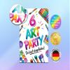 Junaversum 12 Invitations for a 6th Birthday, Creative Art DIY Painting Party for Kids, incl. Envelopes, Bags, Stickers & Bookmarks view 3
