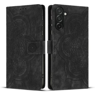 Flip Wallet Case Compatible with Samsung Galaxy A56 5G, Mandala Pattern PU Leather, Card Slots, Stand, Magnetic Closure, Black