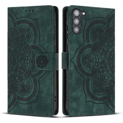 Flip Wallet Case Compatible with Samsung Galaxy S23 Plus, Green Mandala Pattern