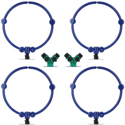 360° Tree Watering System, Tree Root Watering Ring, 33 cm, Circular Sprinkler with Y-Hose Splitter
