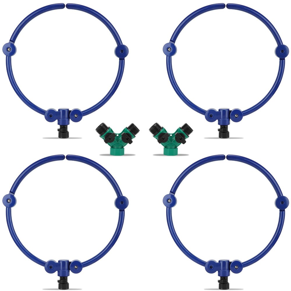 360° Tree Watering System, Tree Root Watering Ring, 33 cm, Circular Sprinkler with Y-Hose Splitter