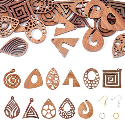 Spritewelry Wooden Earring Making Kit with 22 Geometric Charms
