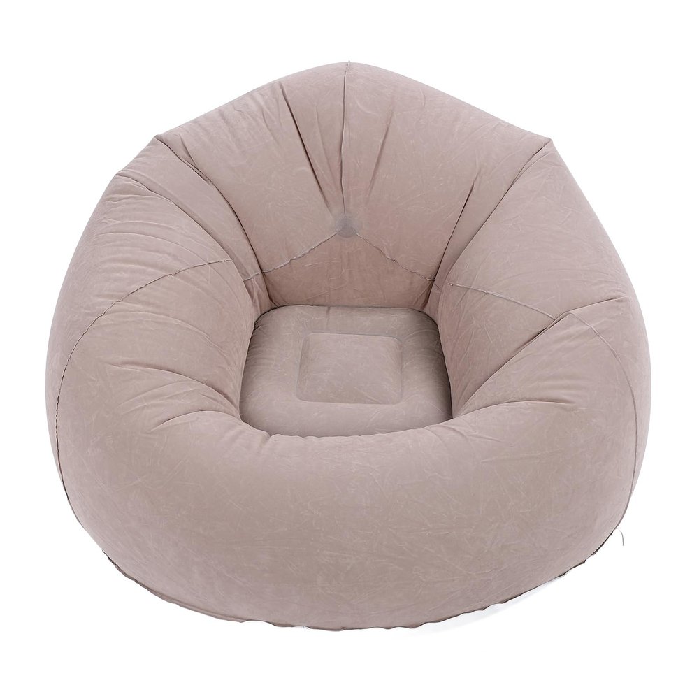ANKROYU Inflatable Lounge Chair, Portable PVC Flocked Chair, Gray, 75 x 75 x 45 cm
