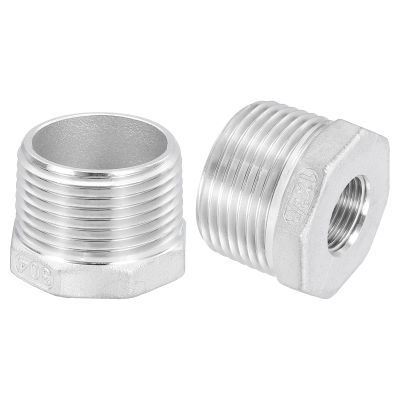 QUARKZMAN 1 in. Male NPT to 3/8 in. Female NPT 304 Stainless Steel Reducing Hex Bushing