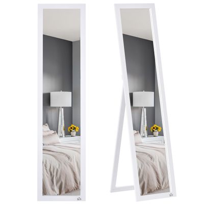 HOMCOM Full-Length Mirror, Wall-Mounted Mirror, 154 x 37 cm, White