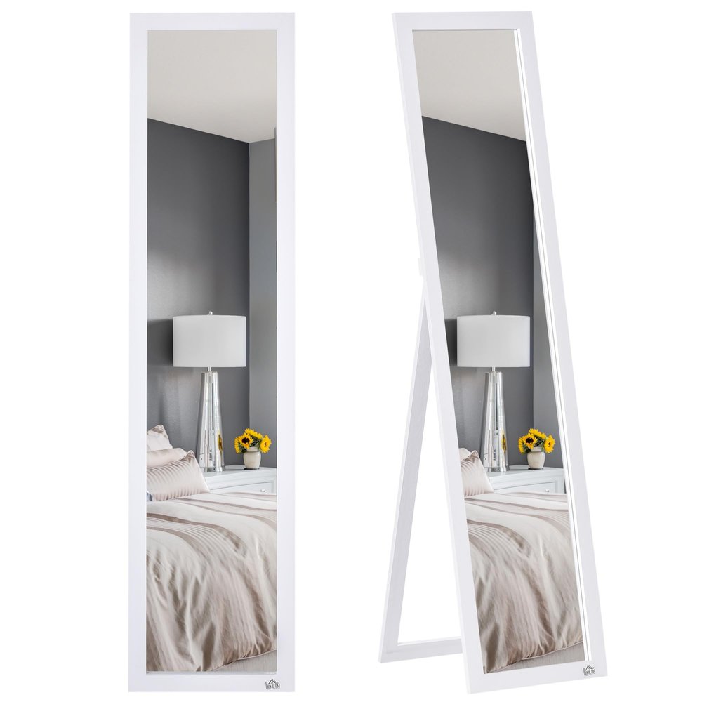 HOMCOM Full-Length Mirror, Wall-Mounted Mirror, 154 x 37 cm, White
