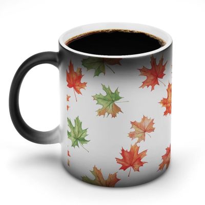 Porcelain Coffee Mug, Color-Changing Mug for Men and Women, 325 ml, Floating Leaves Design