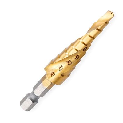 FonFou 4–12 mm HSS Titanium-Coated Metal Step Drill Bit, Hex Shank