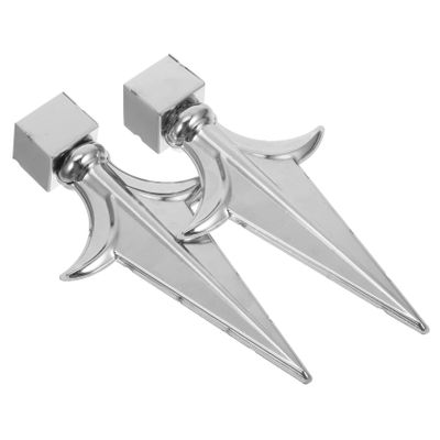 VICASKY 2-Piece Stainless Steel Trident Fence Finials, Silver