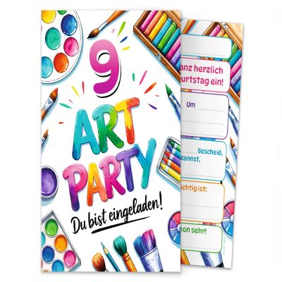 Junaversum 6 Invitation Cards for a 9th Birthday Art Party