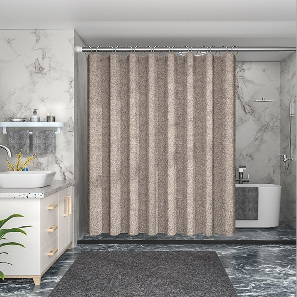 Homxi Shower Curtain 80 x 200 cm, Mildew-Resistant, Light Gray/Khaki