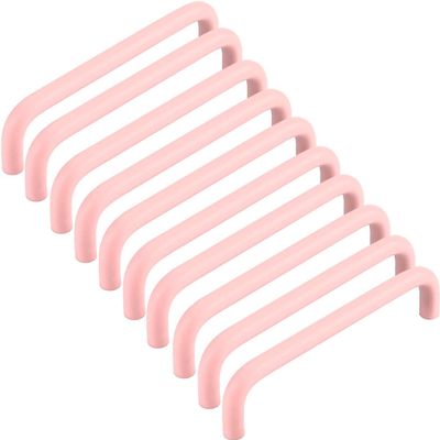 ZESLIV 10-Pack Aluminum Cabinet Handles, 256 mm Hole Spacing, Pink Bar Pulls with Screws