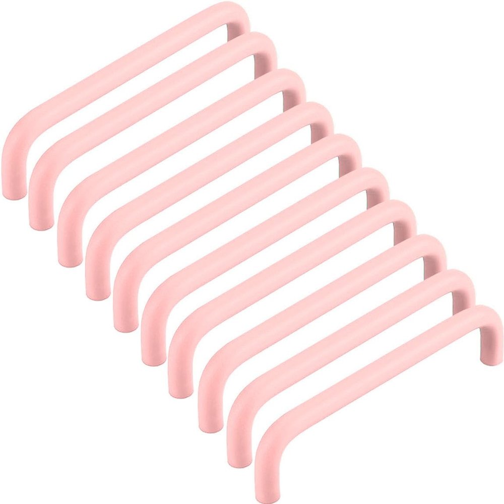 ZESLIV 10-Pack Aluminum Cabinet Handles, 256 mm Hole Spacing, Pink Bar Pulls with Screws