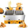 Commercial Gas Fryer, Stainless Steel, 2 Baskets with Lids, 10 L + 10 L view 1